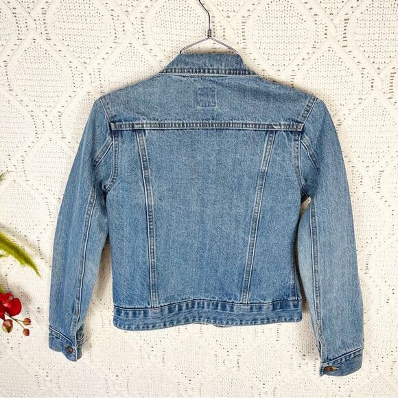 GAP FACTORY Light Wash Cotton Denim Jean Long Sleeve Zip Up Jacket Women XS 90s - Picture 3 of 9